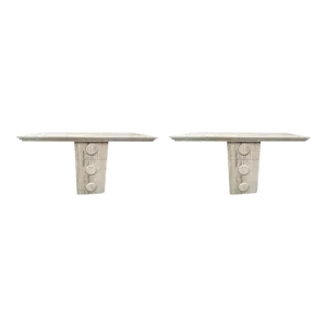 Pair of Italian Modern Travertine Console Tables
