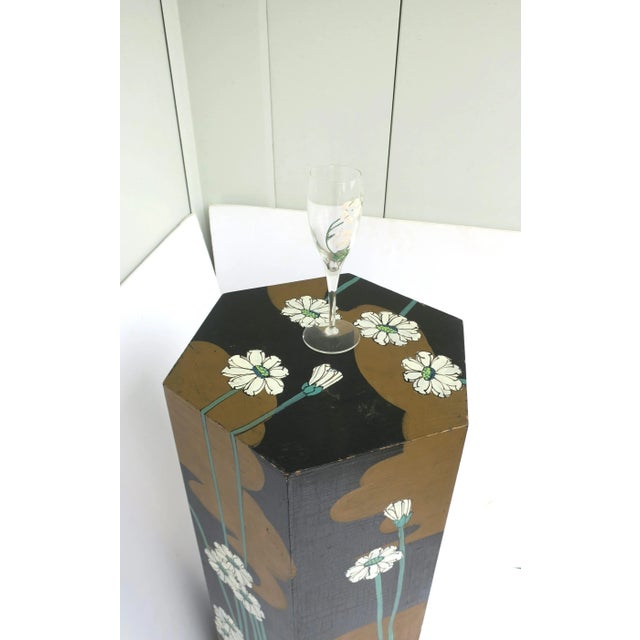 Black Art Nouveau Pedestal Column Stand, Black and Gold, Circa 20th Century For Sale - Image 8 of 12