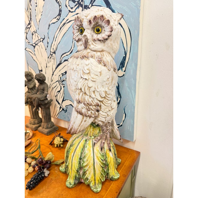 Antique White Italian Ceramic Owl Figurine For Sale - Image 8 of 8