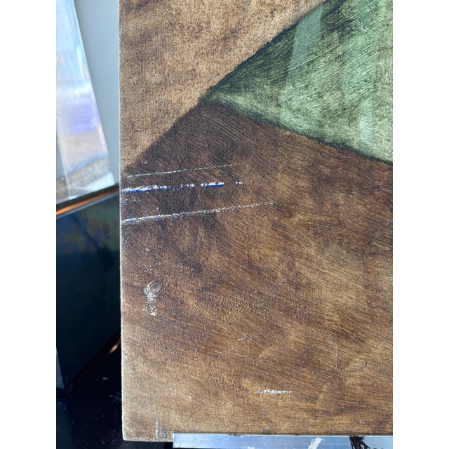 Brown 1960s Mid Century Modern George Kosanovic Painting Abstract Cubist Portrait PNW Art For Sale - Image 8 of 8