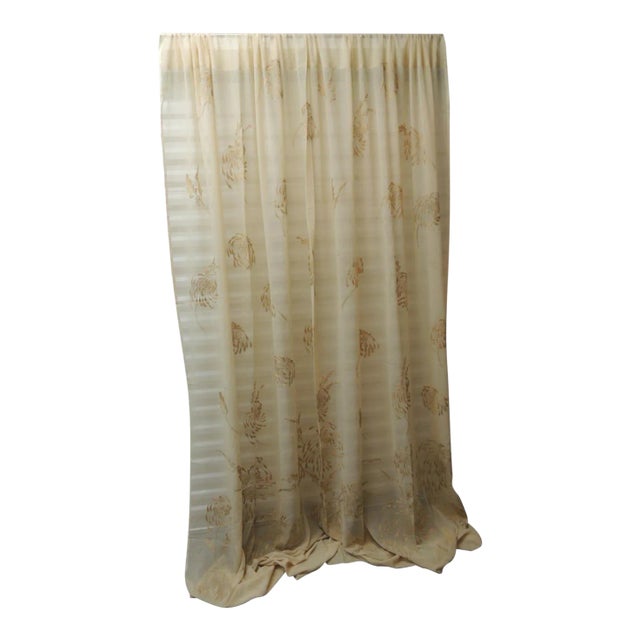 Modern Sheer Embroidered Ecru Color Curtain Panel For Sale