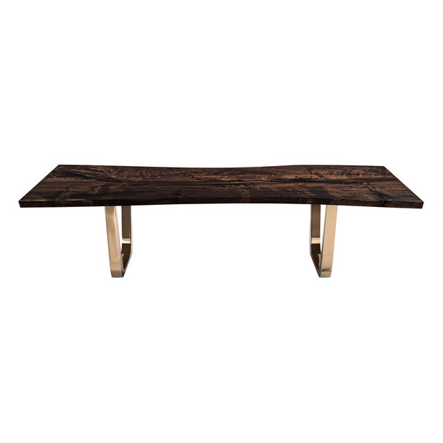 Brown Safari" Dining Table With Bronze and Live Edge Top, Handmade For Sale - Image 8 of 8