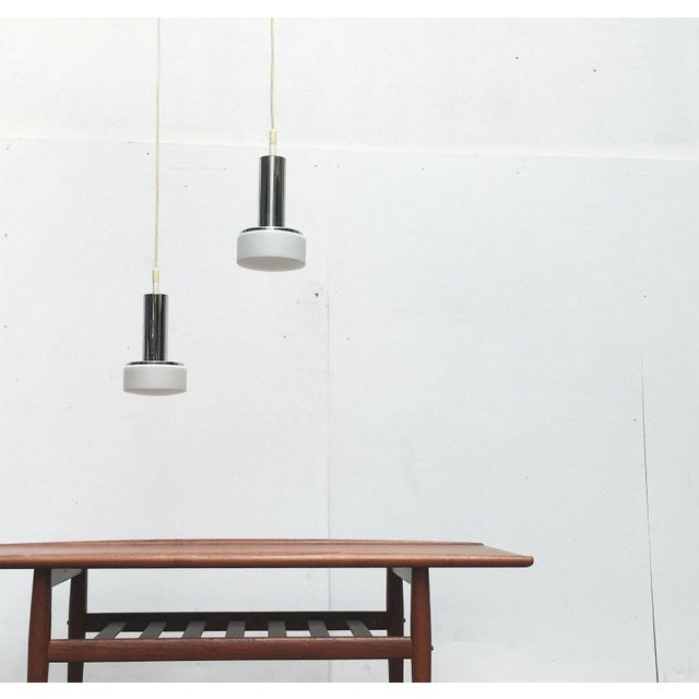 Mid-Century Space Age German Model P105 Glass and Chrome Pendant Lamps from Staff, 1960s, Set of 2 For Sale - Image 14 of 18