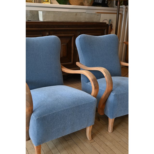 Early 20th Century Jindrich Halabala H237 Armchairs in Pierre Frey Mohair For Sale - Image 5 of 14