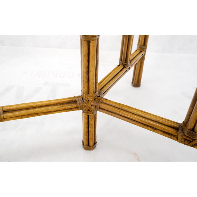 McGuire Mid 20th Century Large Bamboo & Leather Frame 3/4" Thick Glass Top Dining Conference Table For Sale - Image 4 of 18