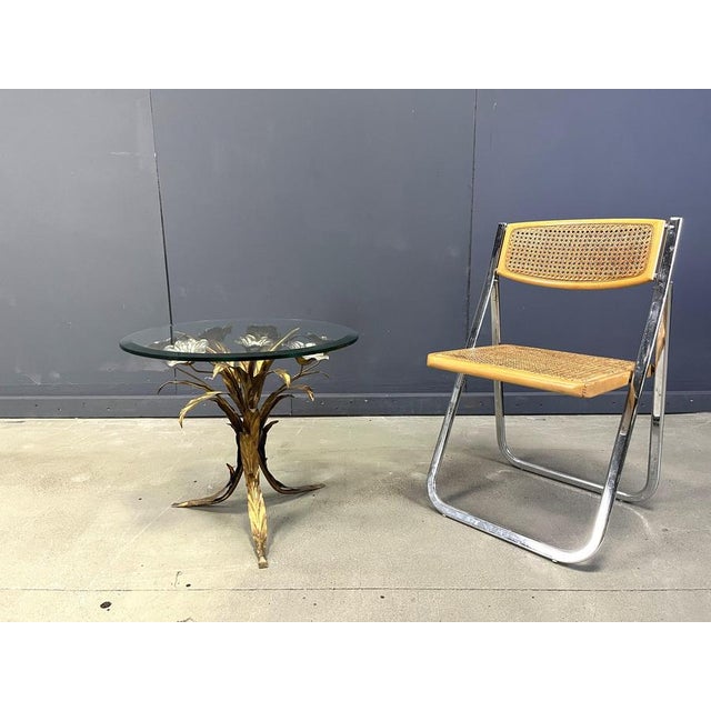 Hollywood Regency Vintage Gilt Metal Flower Side Table, 1960s For Sale - Image 3 of 11