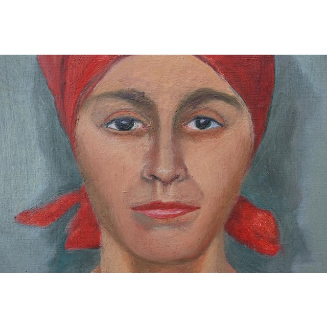 Belgian Artist, Expressionist Portrait of a Woman, 1950s, Oil on Canvas For Sale - Image 4 of 12