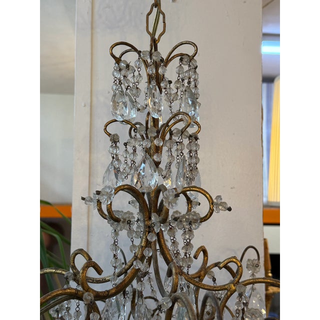 Brass Pair of Vintage Beaded Chandelier For Sale - Image 8 of 9