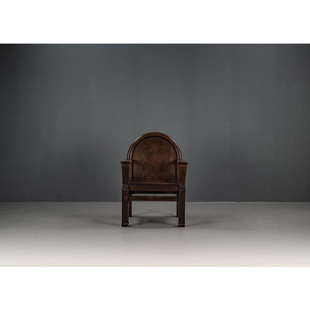 This rare armchair in Art and Craft design is made of softwood. They originally come from the USA from the villa and came...