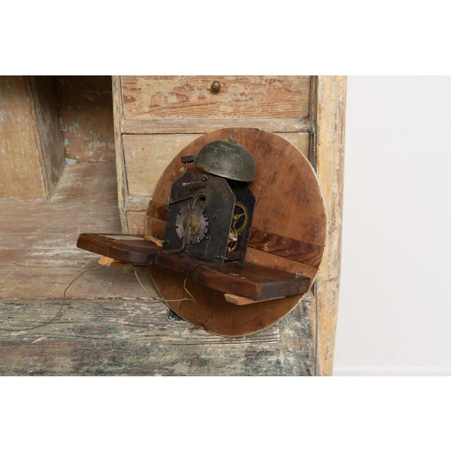 19th Century Swedish Country Pine Bureau Clock For Sale - Image 14 of 15
