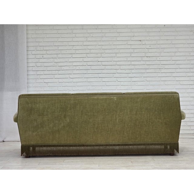 Danish 3-Seater Sofa in Green Velour and Beech, 1970s For Sale - Image 6 of 18