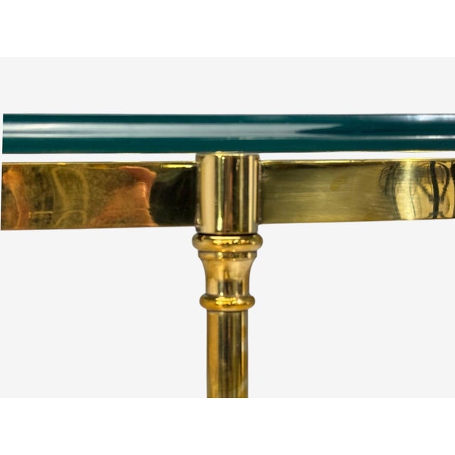 LaBarge, German Modern, Demilune Console Table, Brass, Glass, Germany, 1970s For Sale - Image 11 of 14
