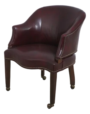 Classic Mahogany Burgundy Leather Barrel Back Chair