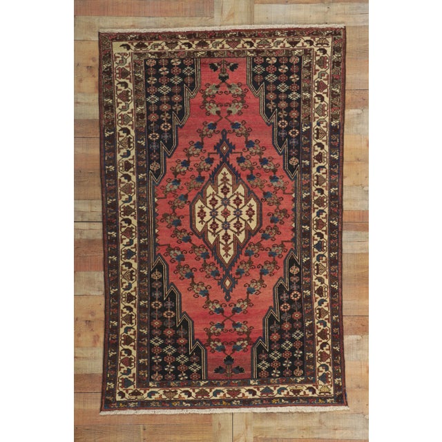 Antique Persian Hamadan Rug - 04'01 X 06'05 For Sale - Image 10 of 11