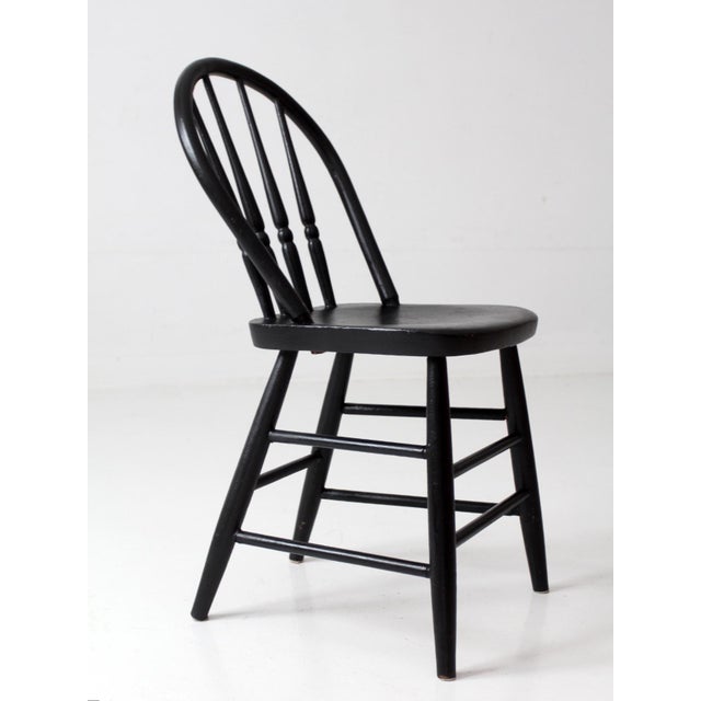 Vintage Black Painted Windsor Spindle Back Chair For Sale - Image 11 of 14