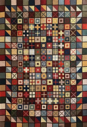 Swedish Wall Tapestry with Geometric Wool Embroidery, 1960s