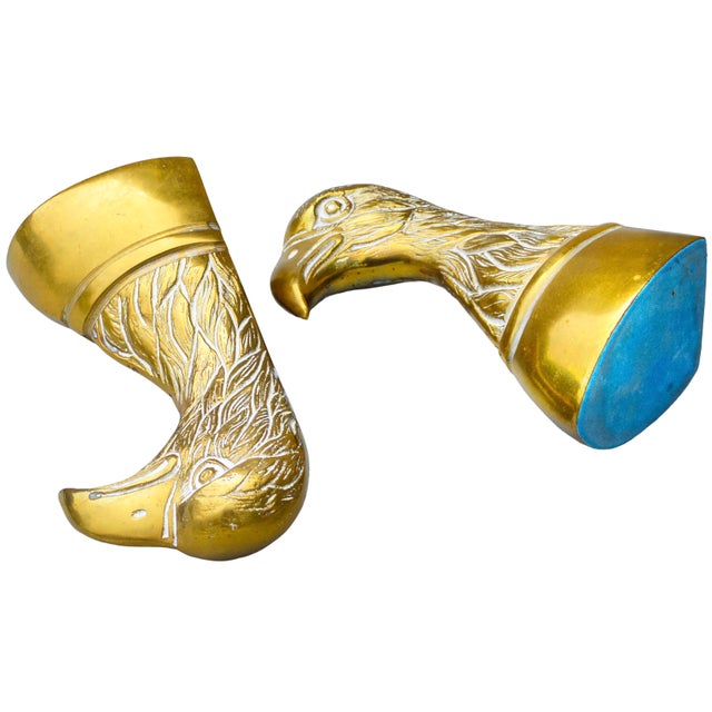 Metal Mid 20th Century Handmade Americana Brass-Art Eagle Bookends- A Pair For Sale - Image 7 of 8