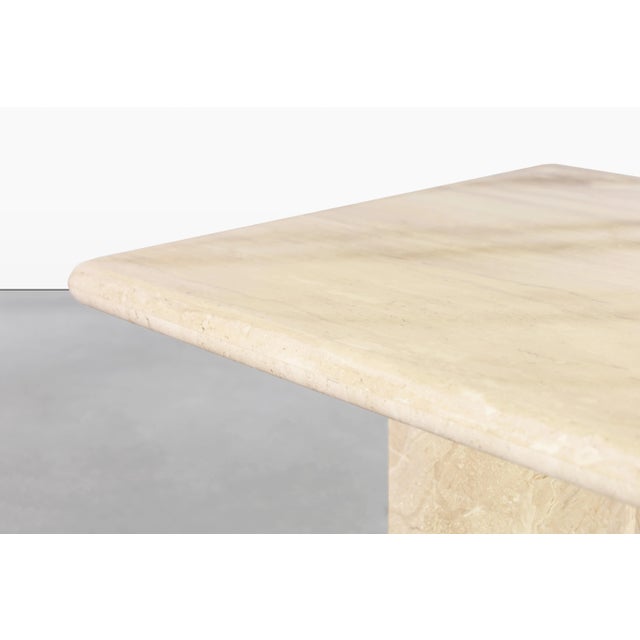 Beige Vintage Italian Modern Travertine Side Tables, 1980s For Sale - Image 8 of 11