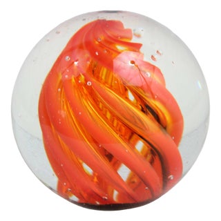 Orange Glass Paperweight, 1960s For Sale