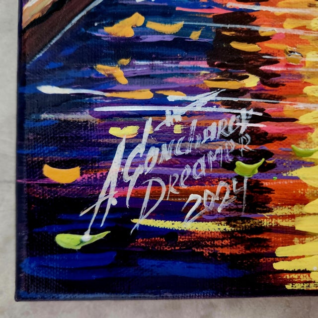 Textile Impressionist Original Oil on Canvas Painting #2 For Sale - Image 7 of 9