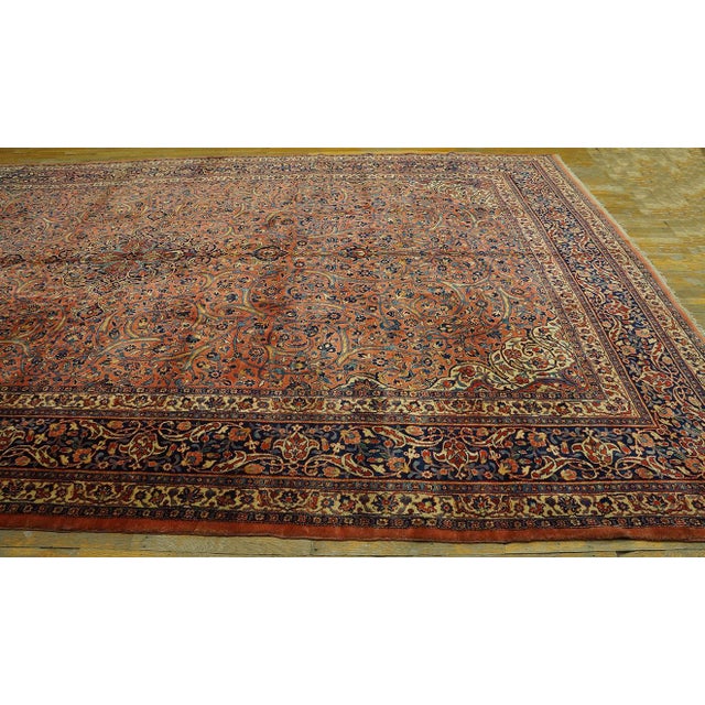 Raspberry Red Wonderful Red-Raspberry Background Color With Small Detail Medallion in a Allover Pattern Antique Kashan Dabir Rug For Sale - Image 8 of 10