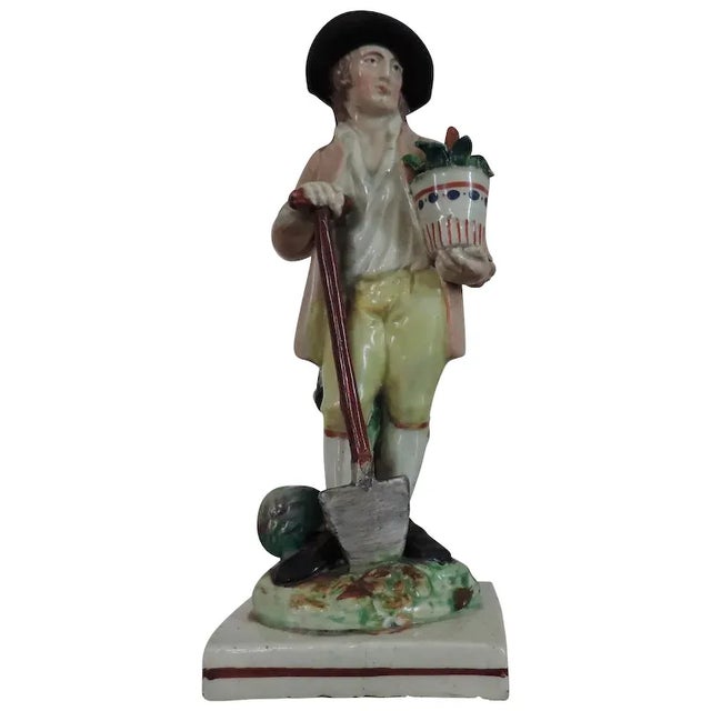Antique 18th Century Staffordshire Pearlware Figure of a Gardener For Sale - Image 11 of 11