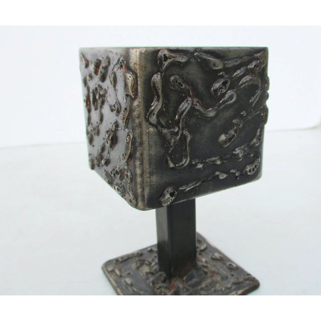 Gray Vintage Art Brut Steel & Glass Vanity Box For Sale - Image 8 of 10