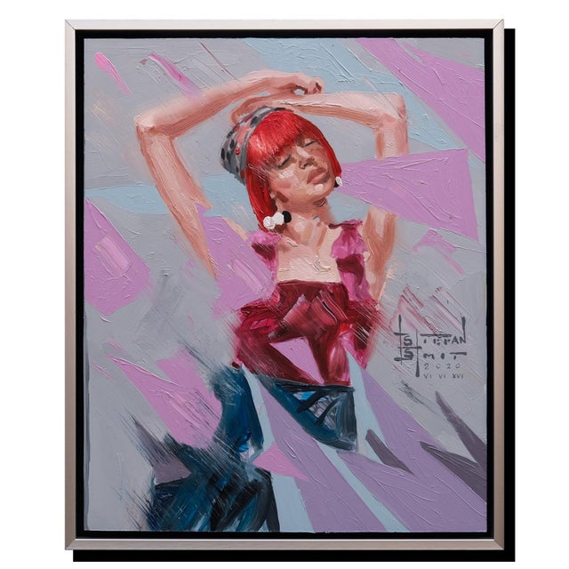 A New Rhythm 2 by Stefan Smit | Oil Painting of a dancer with vibrant colors and abstract shapes For Sale