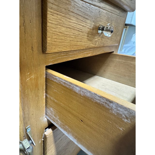 Antique Sellers Hoosier Cabinet C1920 Quarter Sawn Oak Tambour Enamel Counter For Sale In Pittsburgh - Image 6 of 9