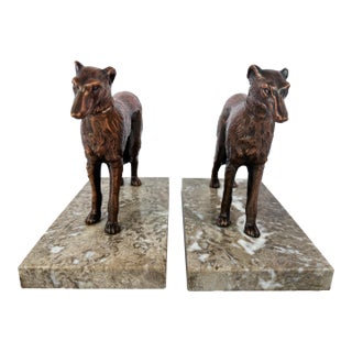 French Art Deco Barzoi Dog Bookends, Circa 1930 For Sale