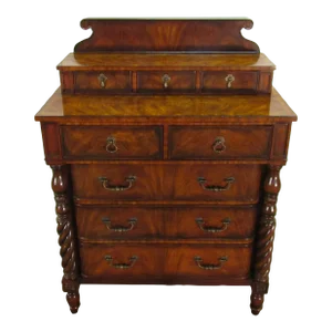 Maitland Smith Burl Mahogany Empire Style Chest of Drawers