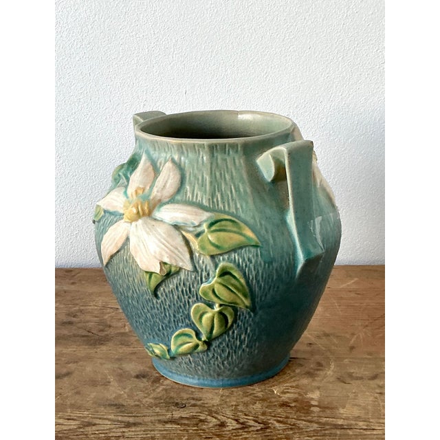 Mid-Century Modern Vintage Boho Roseville Green Vase For Sale - Image 3 of 11