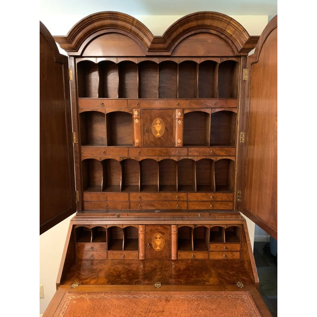 Wood Mid 20th Century Queen Anne Style Burled Walnut Secretary For Sale - Image 7 of 8