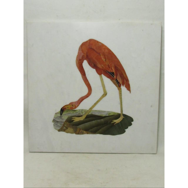 Italian marble Pietra dura flamingo tile, c.1980’s A good large scale tile showing a colorful flamingo made up of numerous...