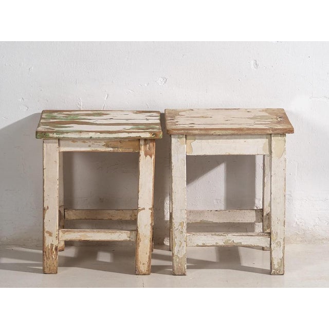 Rustic Vintage White Coffee Tables, 1920, Set of 2 For Sale - Image 3 of 14