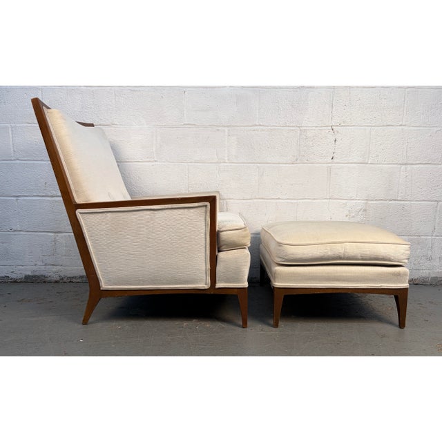 Mid-Century Upholstered Lounge Chair and Ottoman For Sale In New York - Image 6 of 16