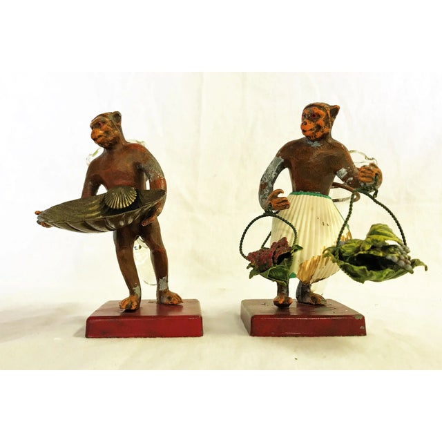 Early 20th Century Vintage Petite Choses Cold Painted Monkey Vases- a Pair For Sale - Image 5 of 13