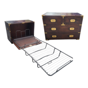 Vintage Campaign Hide Away Twin Size Murphy Bed Cabinet