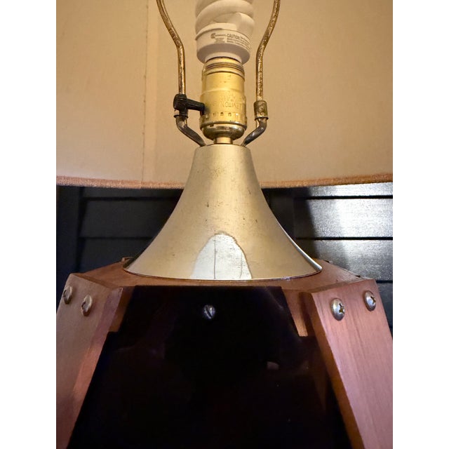 Wood Pair of 1970s Lawrin Mid-Century Modern Walnut, Chrome & Smoked Plexiglass Table Lamps For Sale - Image 7 of 8