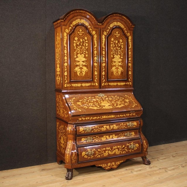 Dutch Inlaid Wood Secretary, 1960s For Sale - Image 13 of 13