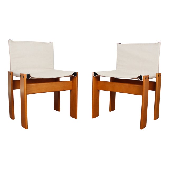 Off White Canvas Monk Chairs by Afra & Tobia Scarpa for Molteni, 1973, Set of 10 For Sale