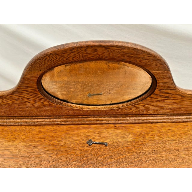 Brown Early 20th Century English Jacobean Revival Carved Oak Buffet, Credenza Barley Twist Legs, Mirror For Sale - Image 8 of 15