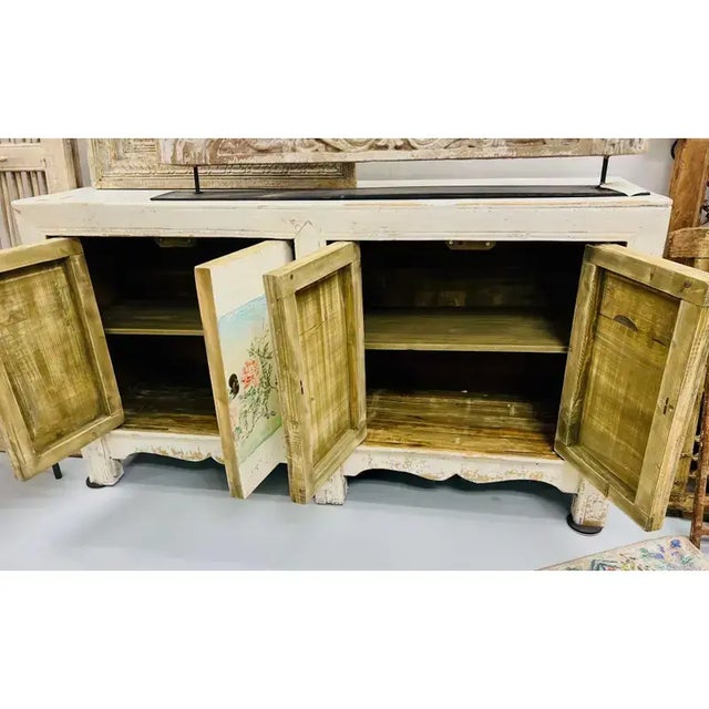 Antique Vintage Handpainted Asian Buffet Cabinet For Sale - Image 4 of 4