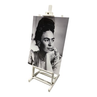 1970s Oversized Photograph of Frida Khalo on White Wooden Easel Stand For Sale