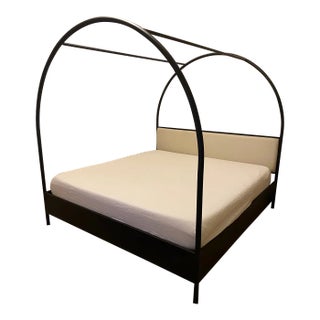 Leanne Ford for Crate & Barrel Canyon King Arched Canopy Bed with Upholstered Headboard For Sale