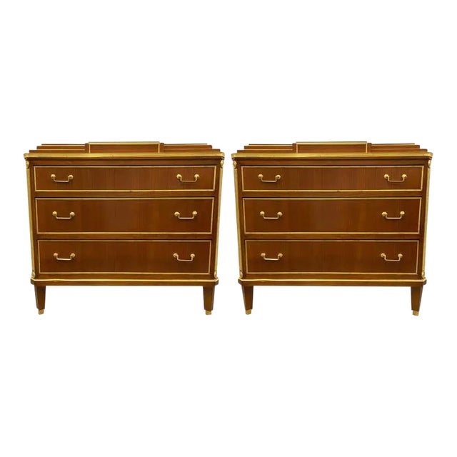 Pair Mahogany Up Russian Neoclassical Style Commodes / Nightstands For Sale