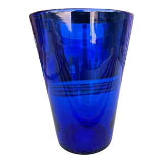 A Large Antique Cobalt Blue Blown Glass Vase, English, Circa 1900 For Sale