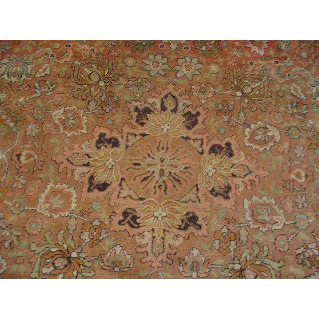 1880s Salmon Floral Antique English Round Axminster Rug 15'6" X 17' Handknotted Wool Carpet For Sale - Image 4 of 6
