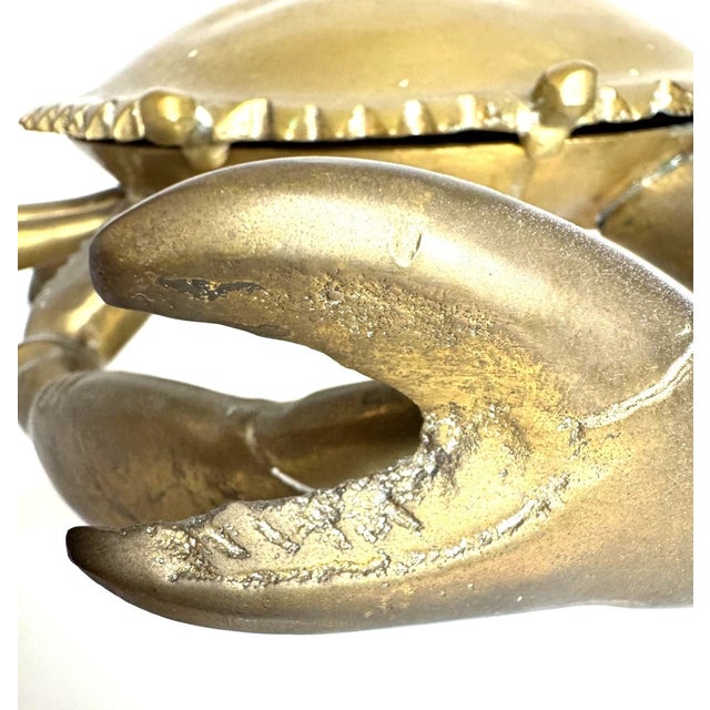 Vintage Large Coastal Brass Crab Sculpture Lidded Box For Sale In Chicago - Image 6 of 9