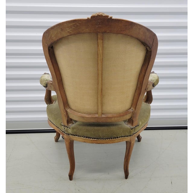19th-C. French Louis XV Provincial Carved Walnut Open Armchair — Pegged Construction For Sale In Raleigh - Image 6 of 12